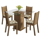 Conjunto Sala De Jantar Madesa Magda Mesa Tampo De Vidro Com