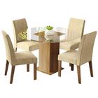 Conjunto Sala De Jantar Madesa Maria Mesa Tampo De Vidro Redo