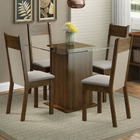 Conjunto Sala De Jantar Madesa Miami Mesa Tampo De Vidro Com