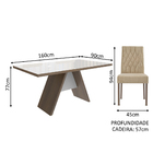 Conjunto Sala de Jantar Madesa Nicole Mesa Tampo de Madeira c