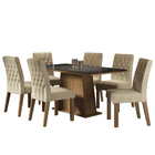 Conjunto Sala De Jantar Madesa Rafaela Mesa Tampo De Vidro Co