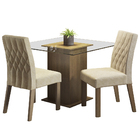 Conjunto Sala De Jantar Madesa Tati Mesa Tampo De Vidro Com 2