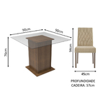 Conjunto Sala De Jantar Madesa Tati Mesa Tampo De Vidro Com 2