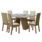 Conjunto Sala de Jantar Madesa Vânia Mesa Tampo de Madeira co