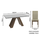 Conjunto Sala de Jantar Madesa Vânia Mesa Tampo de Madeira co