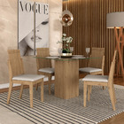 Conjunto Sala De Jantar Malta De Vidro 4 Cadeiras - Móveis Ar