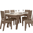 Conjunto Sala De Jantar Marfim 1,56 Com 6 Cadeiras Amêndoa 73b