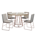 Conjunto Sala De Jantar Mesa 04 Cadeiras E Vidro Dubai Linho