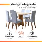 Conjunto Sala De Jantar Mesa 1,60m Moove 6 Cadeiras Linho Mil