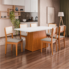Conjunto Sala De Jantar Mesa 1,60m Trento 6 Cadeiras Santiago