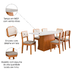 Conjunto Sala De Jantar Mesa 1,60m Trento 6 Cadeiras Santiago