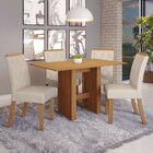 Conjunto Sala De Jantar Mesa 100 Cm 4 Cadeiras Carollina Casa