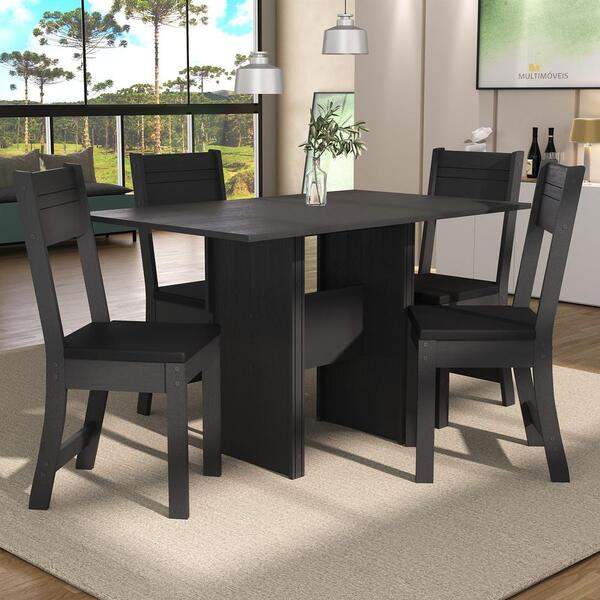 Conjunto Sala De Jantar Mesa 108 Cm Com 4 Cadeiras Siena Mult