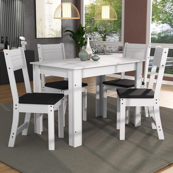 Conjunto Sala De Jantar Mesa 108 Cm Com 4 Cadeiras Vegas Mult
