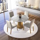 Conjunto Sala De Jantar Mesa 110x110cm Vidro Com 4 Cadeiras J