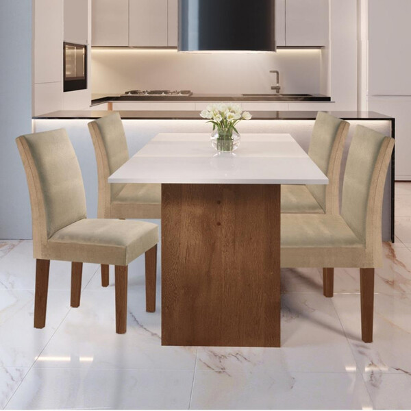 Conjunto Sala De Jantar Mesa 120cm 4 Cadeiras Julia Cel Móveis