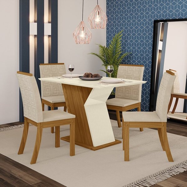 Conjunto Sala De Jantar Mesa 120cm 4 Cadeiras Maisa Espresso