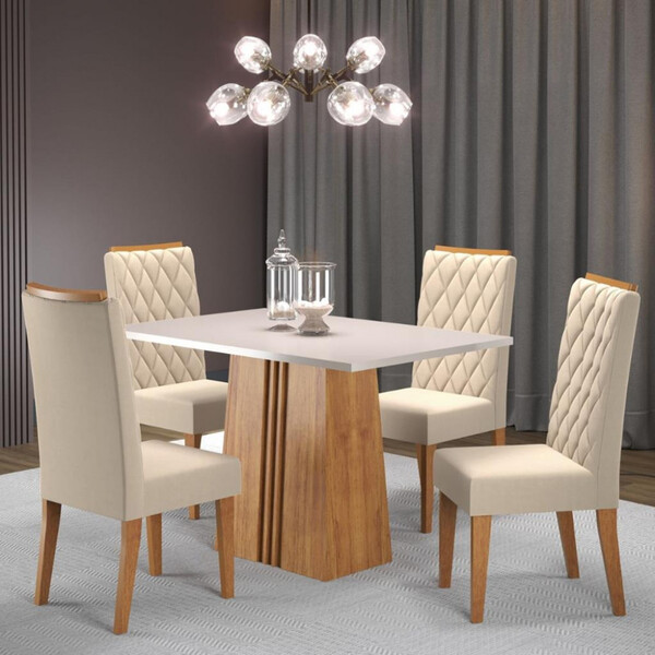 Conjunto Sala De Jantar Mesa 120cm Acqua 4 Cadeiras Iza Viero