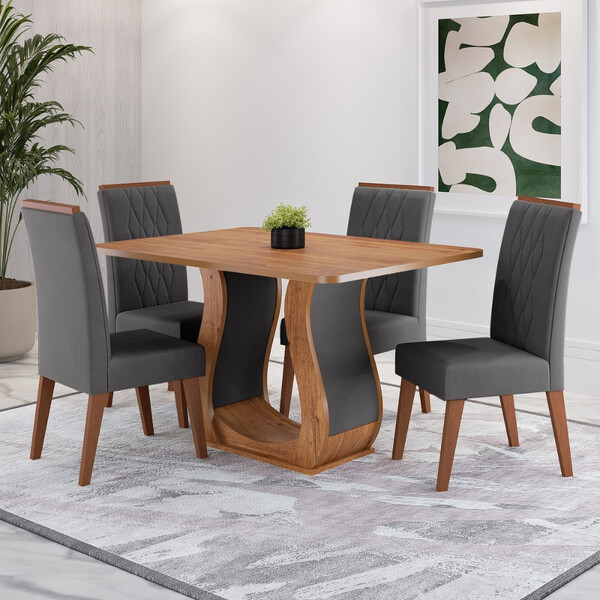 Conjunto Sala De Jantar Mesa 120cm Cabernet  E 4 Cadeiras Cri