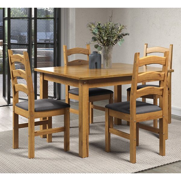 Conjunto Sala De Jantar Mesa 120cm E 4 Cadeiras Estofadas 100