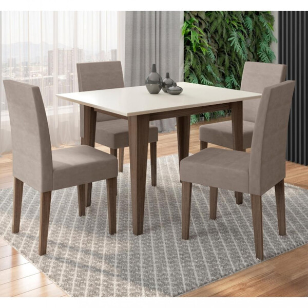 Conjunto Sala De Jantar Mesa 120cm Kate 4 Cadeiras Josi Polim