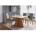 Conjunto Sala De Jantar Mesa 120cm Tampo Com Vidro  4 Cadeira