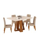 Conjunto Sala De Jantar Mesa 120cm Tampo De Vidro/mdf Kiara C
