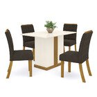 Conjunto Sala De Jantar Mesa 120cm Tampo Mdf 4 Cadeiras Alana