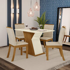 Conjunto Sala De Jantar Mesa 120cm Tampo Mdf 4 Cadeiras Kesha