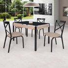Conjunto Sala De Jantar Mesa 120x75cm Tampo Vidro Com 4 Cadei