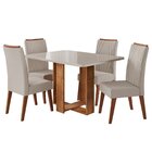 Conjunto Sala De Jantar Mesa 120x79,2cm Tampo Com Vidro 4 Cad