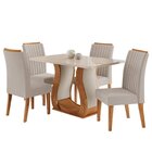 Conjunto Sala De Jantar Mesa 120x80,7cm Tampo Com Vidro 4 Cad