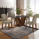 Conjunto Sala De Jantar Mesa 120x80cm Tampo Mdf/vidro Com 4 C