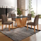 Conjunto Sala De Jantar Mesa 120x80cm Tampo Mdf/vidro Com 4 C