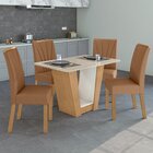 Conjunto Sala De Jantar Mesa 120x80cm Tampo Vidro/mdf Com 4 C