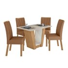 Conjunto Sala De Jantar Mesa 120x80cm Tampo Vidro/mdf Com 4 C