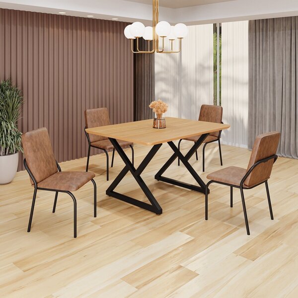 Conjunto Sala De Jantar Mesa 120x90cm Base Império Tampo Mdf