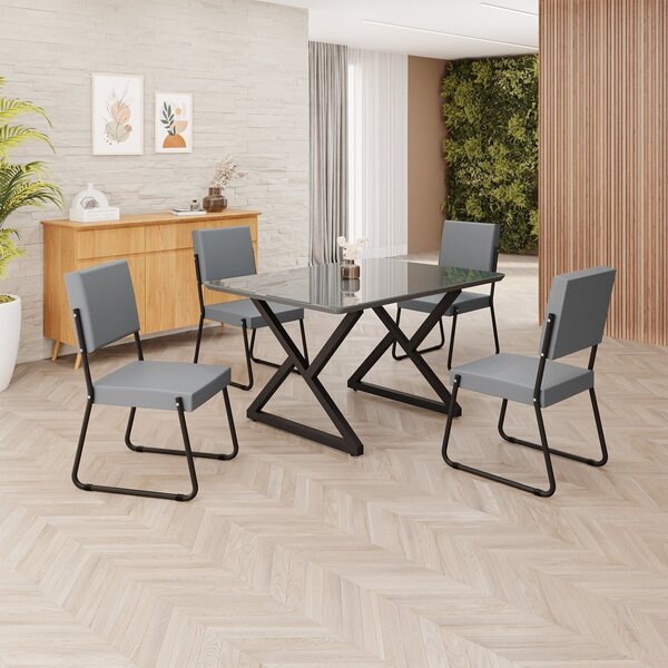 Conjunto Sala De Jantar Mesa 120x90cm Base Império Tampo Mdf