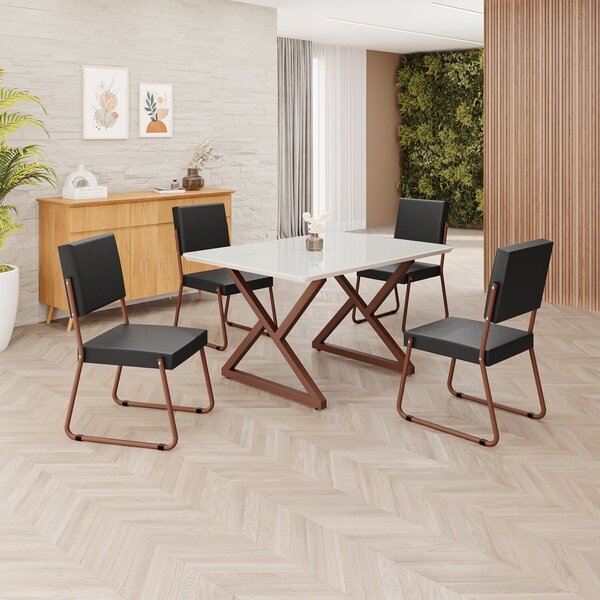 Conjunto Sala De Jantar Mesa 120x90cm Base Império Tampo Mdf