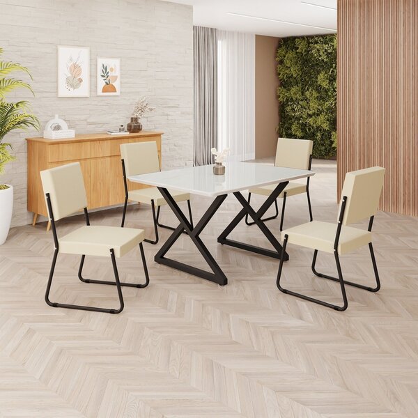 Conjunto Sala De Jantar Mesa 120x90cm Base Império Tampo Mdf