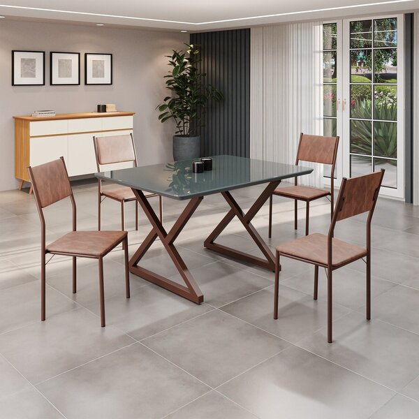 Conjunto Sala De Jantar Mesa 120x90cm Base Império Tampo Mdf