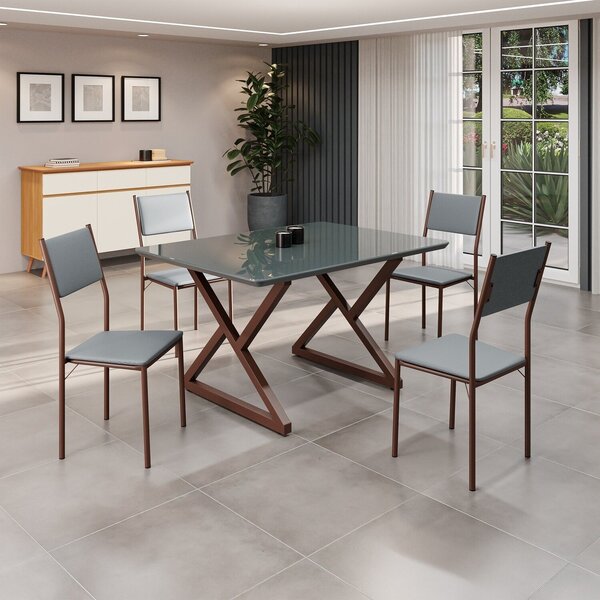 Conjunto Sala De Jantar Mesa 120x90cm Base Império Tampo Mdf