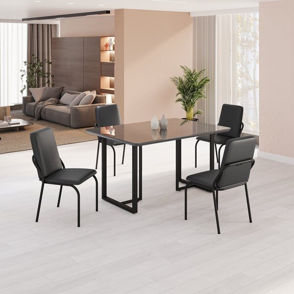 Conjunto Sala De Jantar Mesa 120x90cm Base Lunna Tampo Mdf Co