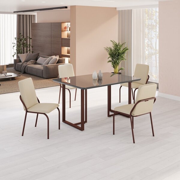 Conjunto Sala De Jantar Mesa 120x90cm Base Lunna Tampo Mdf Co