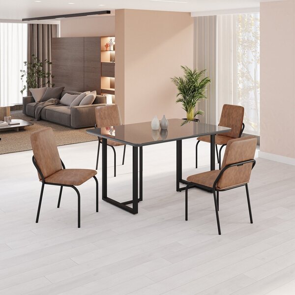 Conjunto Sala De Jantar Mesa 120x90cm Base Lunna Tampo Mdf Co