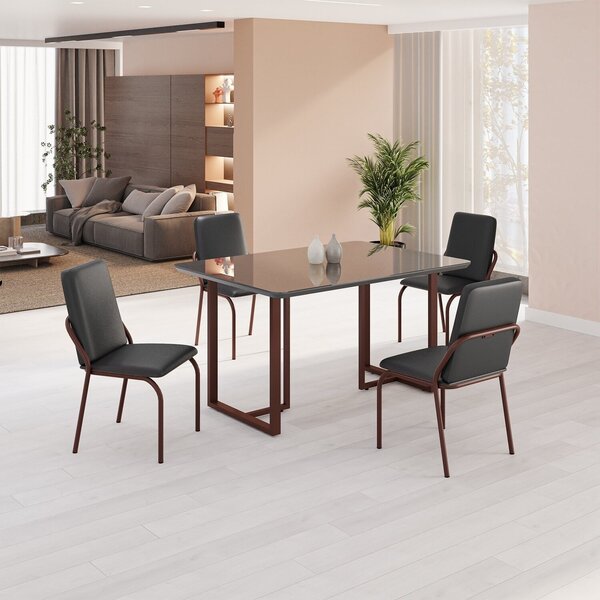 Conjunto Sala De Jantar Mesa 120x90cm Base Lunna Tampo Mdf Co