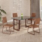 Conjunto Sala De Jantar Mesa 120x90cm Base Lunna Tampo Mdf La