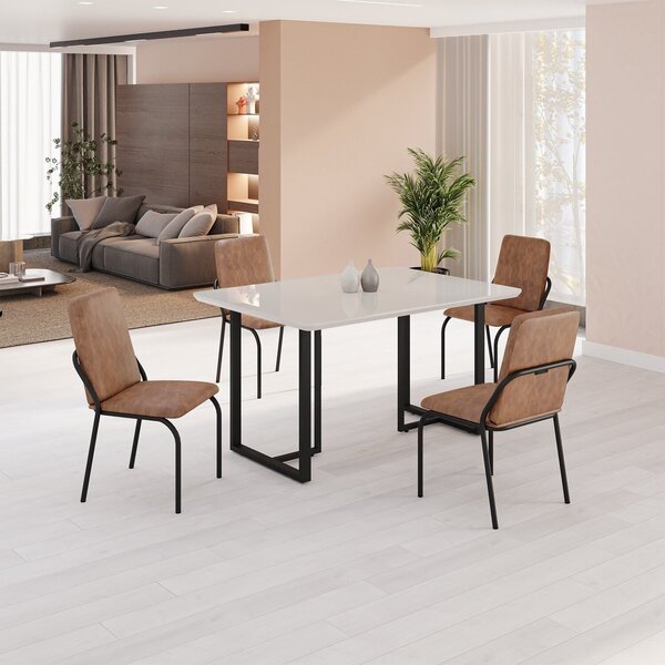 Conjunto Sala De Jantar Mesa 120x90cm Base Lunna Tampo Mdf La