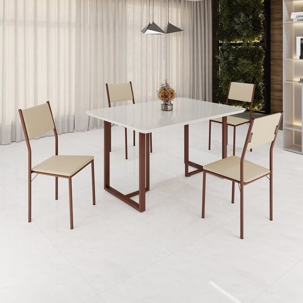 Conjunto Sala De Jantar Mesa 120x90cm Base Lunna Tampo Mdf La