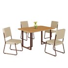 Conjunto Sala De Jantar Mesa 120x90cm Base Lunna Tampo Mdf Na